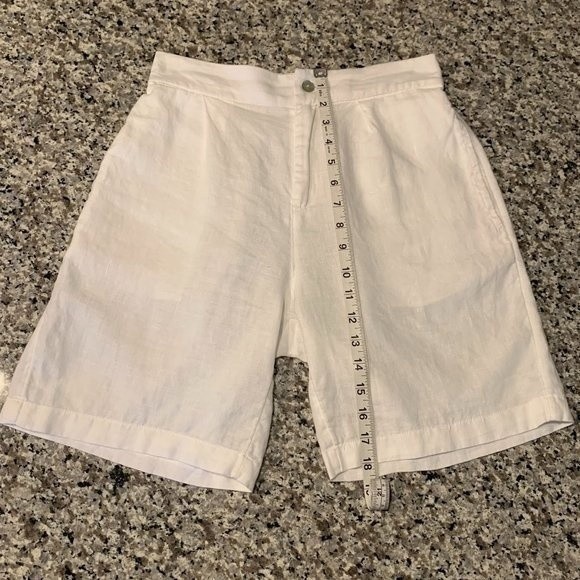 Tahari Women's Shorts 100% Linen Bermuda White Office Beach Summer Vacation S - Picture 3 of 8